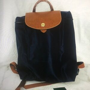 Elegant Navy and Brown Backpack